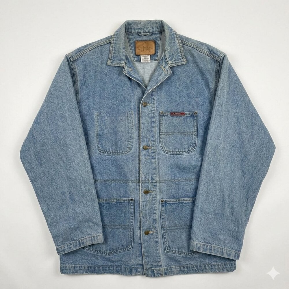Alfred by Alfred Sung Vintage Jean Jacket Oversized Blue Denim‎ S